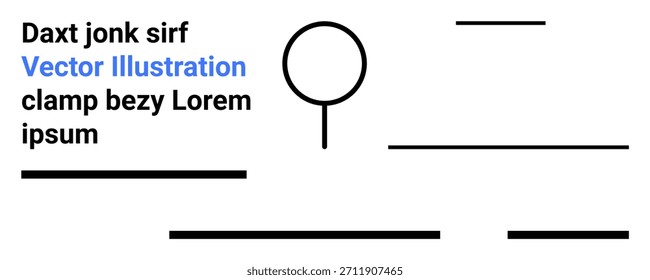 Graphic design, layout art, creative presentations, minimalism, modern concepts, abstract . Simple combination of circle with lines and text elements. Graphic design and minimalism concept