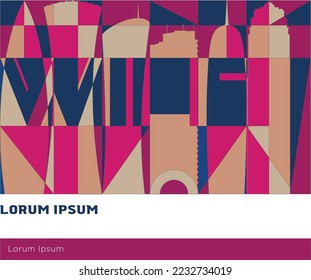 Grafikdesign-Layout-Vorlage mit Katars abstraktem Stadtbild