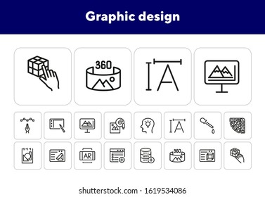 Graphic design line icon set. Creativity, interface, drawing. Inspiration concept. Can be used for topics like program, art, web design
