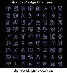 Graphic Design Line Icons 72 set vector