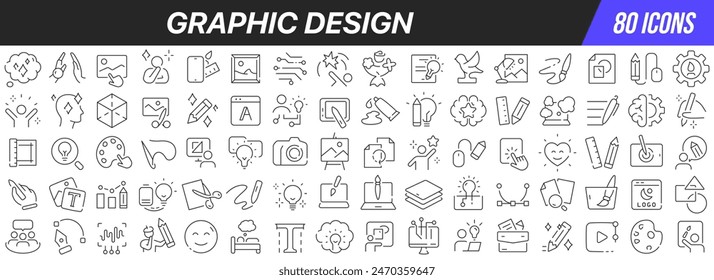 Graphic design line icons collection. Big UI icon set in a flat design. Thin outline icons pack. Vector illustration EPS10