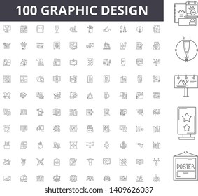 Graphic design line icons, signs, vector set, outline illustration concept 