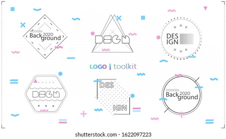 Graphic Design Line Logo Elements. Geometric Modern Shapes Vector Shapes. Graphic Vector Pattern Template. Geometric Abstract Design. Modern Halftone Background Shapes.
