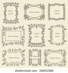 Graphic design linear monogram ornament framework for the logo, labels and badges. Abstract line. Isolated vector illustration