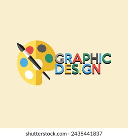 A graphic design logo with a brush and paint image is suitable for design or company logos or graphic services