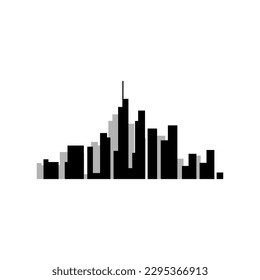 graphic design logo featuring a skyline, black and white, minimalistic