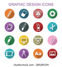 graphic design long shadow icons, flat vector symbols