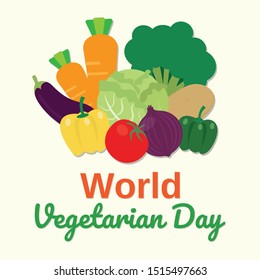 Graphic design of many vegetarians for World Vegetarian Day concept isolated on white background - Vector.