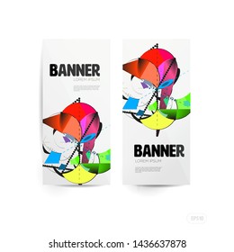 Graphic design. Minimal banner background. abstract shapes composition. Eps10 vector.