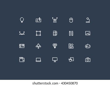 Graphic design minimal icon set vector.