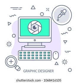 Graphic design Modern flat color line vector icon