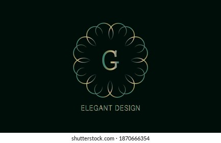 Graphic design of the monogram with a decorative letter G. Emblem for fashion, beauty and jewelry industry, sign, business symbol, greeting cards, invitations, menus, labels.