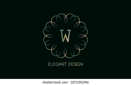 Graphic design of the monogram with a decorative letter W. Emblem for fashion, beauty and jewelry industry, sign, business symbol, greeting cards, invitations, menus, labels.