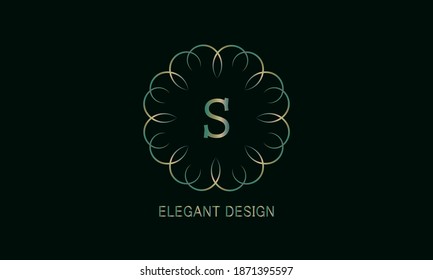 Grafisches Design des Monogramms mit einem Zierbuchstaben S. Emblem für Mode-, Schönheits- und Schmuckindustrie, Zeichen, Firmenzeichen, Grußkarten, Einladungen, Menüs, Etiketten.