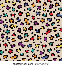 Graphic design multicolor leopard skin, animal print seamless pattern 