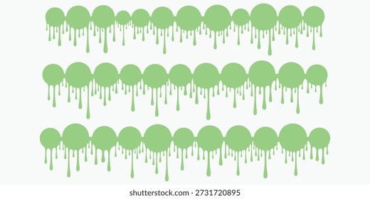 A graphic design of multiple rows of green jelly like blobs
