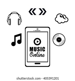 Graphic design of Music Online , vector illustration