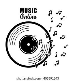 Graphic design of Music Online , vector illustration