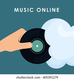 Graphic design of Music Online , vector illustration