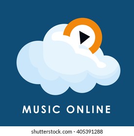 Graphic design of Music Online , vector illustration