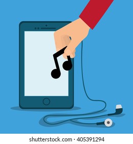 Graphic design of Music Online , vector illustration