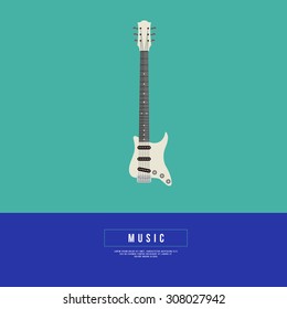 Graphic Design Musical on World off Concept - Guitar in Minimal Style