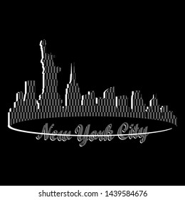 graphic design of new York city, a vector typography artistic line concept. A trendy apparel print, illustration.