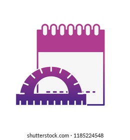 graphic design notepad and protractor measure tool