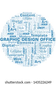 Graphic Design Office word cloud. Wordcloud made with text only.