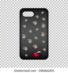 Graphic design on mobile phone case with paws illustration
