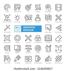 Graphic Design - outline icon set, vector, simple thin line icons collection