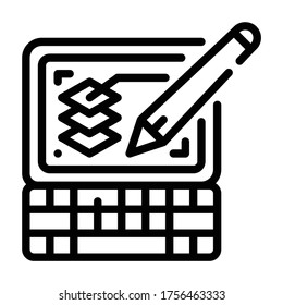 Icono de esquema de diseño gráfico. Concepto de pensamiento de diseño.