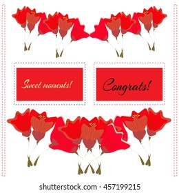 Graphic design page. Wedding invitation. Decorative floral frame and monogram. Template for greeting cards, invitations, menus.