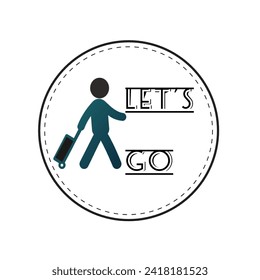 Graphic design of passenger pulling bag icon.  Passenger illustration