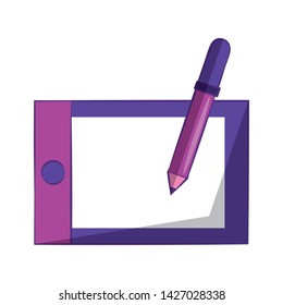 Graphic design pen on tablet software tool symbol isolated illustration editable image
