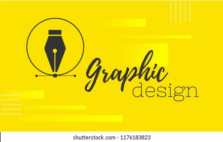 Graphic design. Pen tool cursor. Vector computer graphics. banner for designer or illustrator. The curve control points. Yellow
