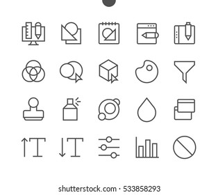 Graphic Design Pixel Perfect Well-crafted Vector Thin Line Icons 48x48 Ready for 24x24 Grid for Web Graphics and Apps with Editable Stroke. Simple Minimal Pictogram Part 3-4