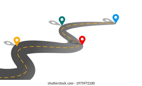 Graphic Design Of Plan Roadmap For Goal Pin Point For Project Presentation Background 