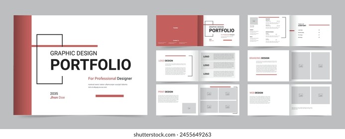 Graphic design portfolio , A5 Graphic Designer professional Portfolio Template Vector