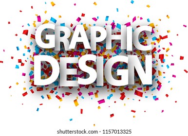Graphic design poster with colorful paper confetti. Vector background.