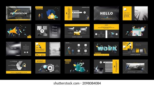 Graphic Design Project Presentation. Infographic Slide Template. For use in Flyer, SEO. Webinar Landing Page Template, Website Design, Banner. A team of people creates a business, teamwork