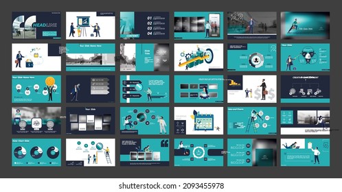 Graphic Design Project Presentation, powerpoint. Infographic Slide Template. For use in Flyer, SEO. Webinar Landing Page Template, Website Design, Banner. A team of people creates a business, teamwork