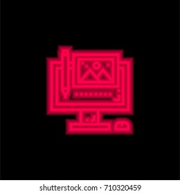 Graphic design red glowing neon ui ux icon. Glowing sign logo vector