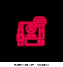 Graphic design red glowing neon ui ux icon. Glowing sign logo vector