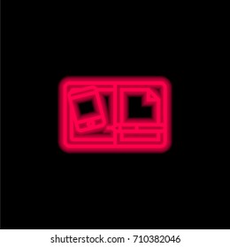 Graphic design red glowing neon ui ux icon. Glowing sign logo vector