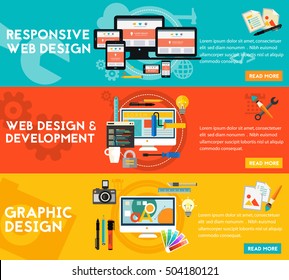 Graphic Design , Responsive Webdesign and Development Concept banners