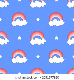 graphic design of seamless rainbow and cloud pattern