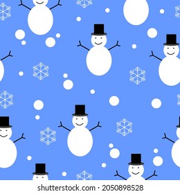 graphic design of seamless snow pattern and snowman