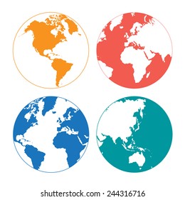 graphic design set of different types of land card on a white background