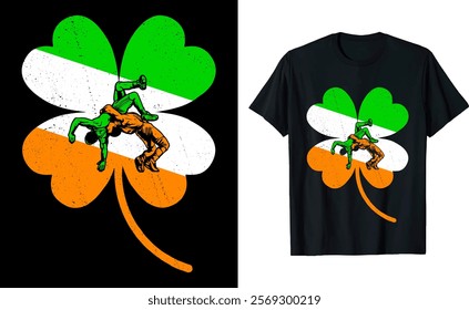 Graphic Design Shamrock Wrestling St. Patrick Days T-Shirt For Wrestler 